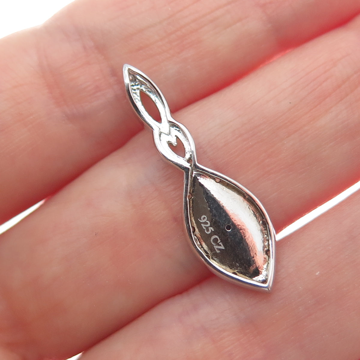 925 Sterling Silver White & Blue Round-Cut Shaped C Z Infinity Slide Pendant