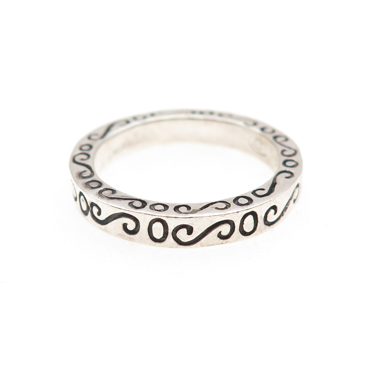 BOMA 925 Sterling Silver Vintage Swirl Stackable Band Ring Size 8.5