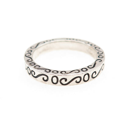 BOMA 925 Sterling Silver Vintage Swirl Stackable Band Ring Size 8.5