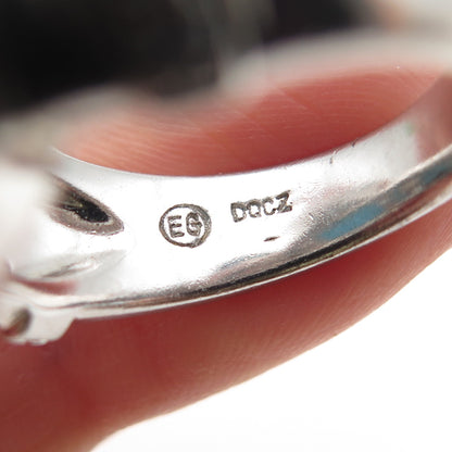 925 Sterling Silver Real Turquoise & Round-Cut C Z Ring Size 8