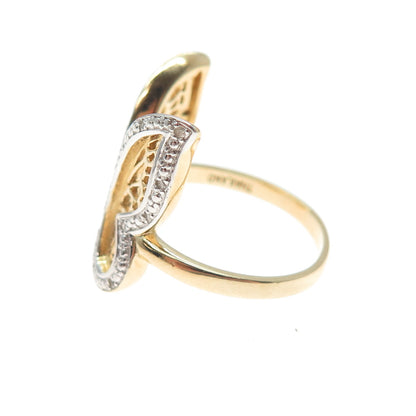 DBJ DEE BERKLE Sterling Silver Gold Plated Real Diamond Butterfly Ring Size 10