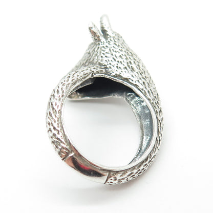 925 Sterling Silver Vintage Bull Head 3D Ring Size 6
