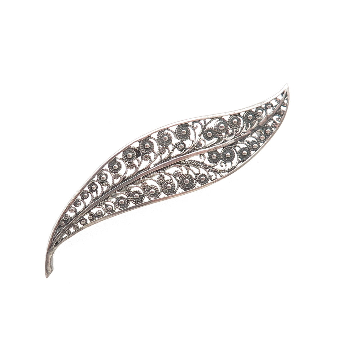 Hans Rudi Hofer 800 Silver Vintage Germany Floral Filigree Oxidized Pin Brooch