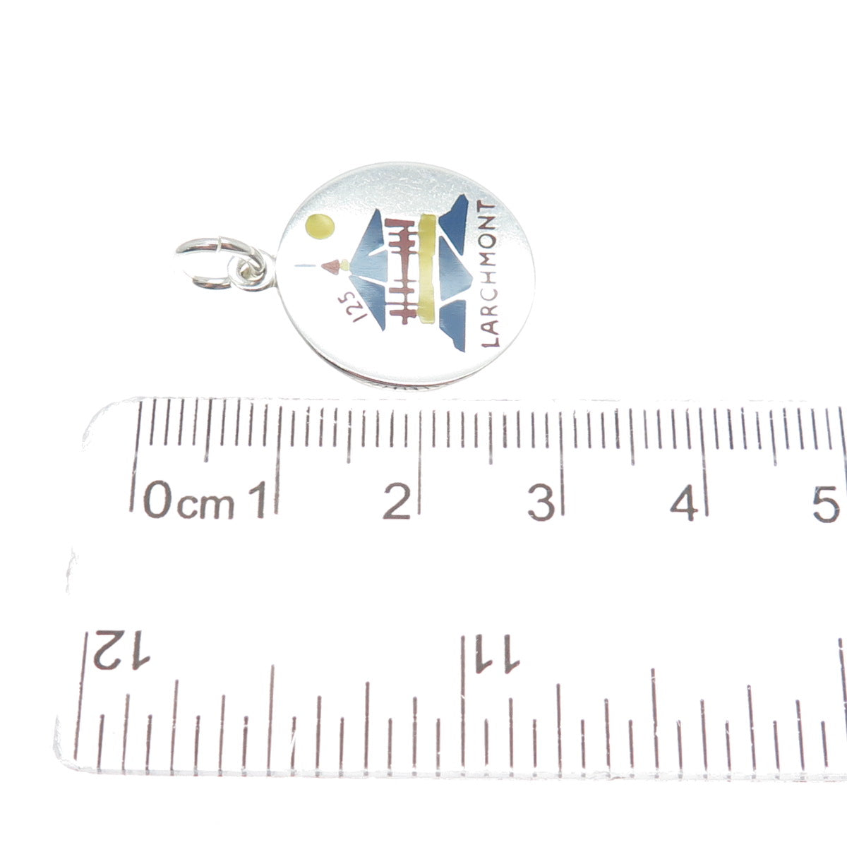 CHARLES THOMAE 925 Sterling Silver Vintage Enamel Larchmont Charm Pendant