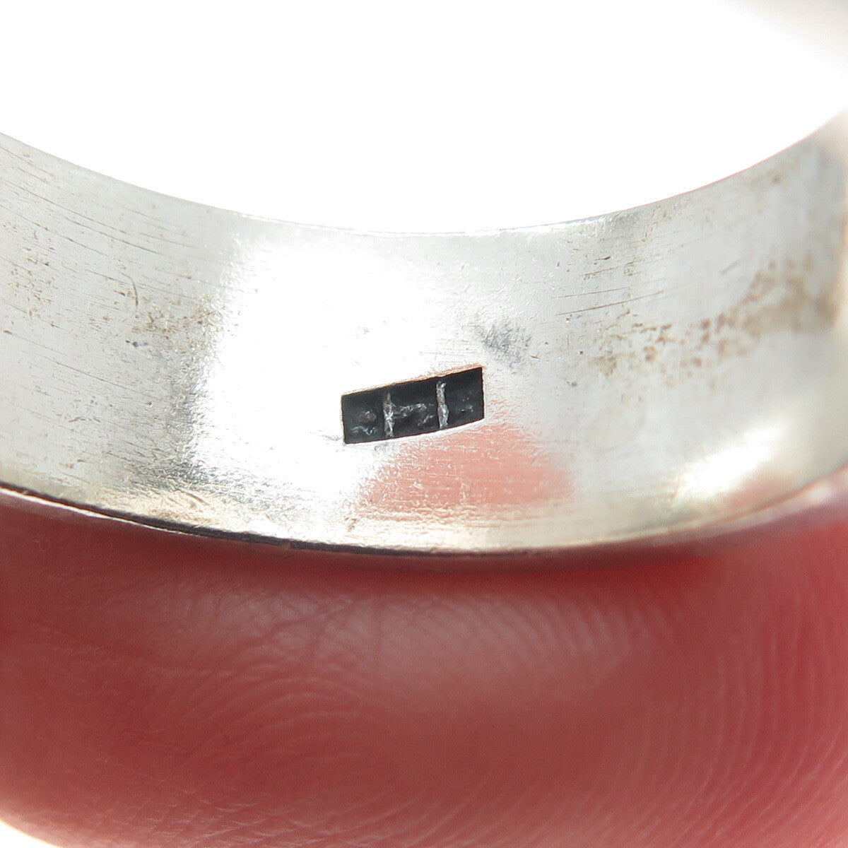 925 Sterling Silver Vintage Modernist Wavy Oxidized Band Ring Size 13.25