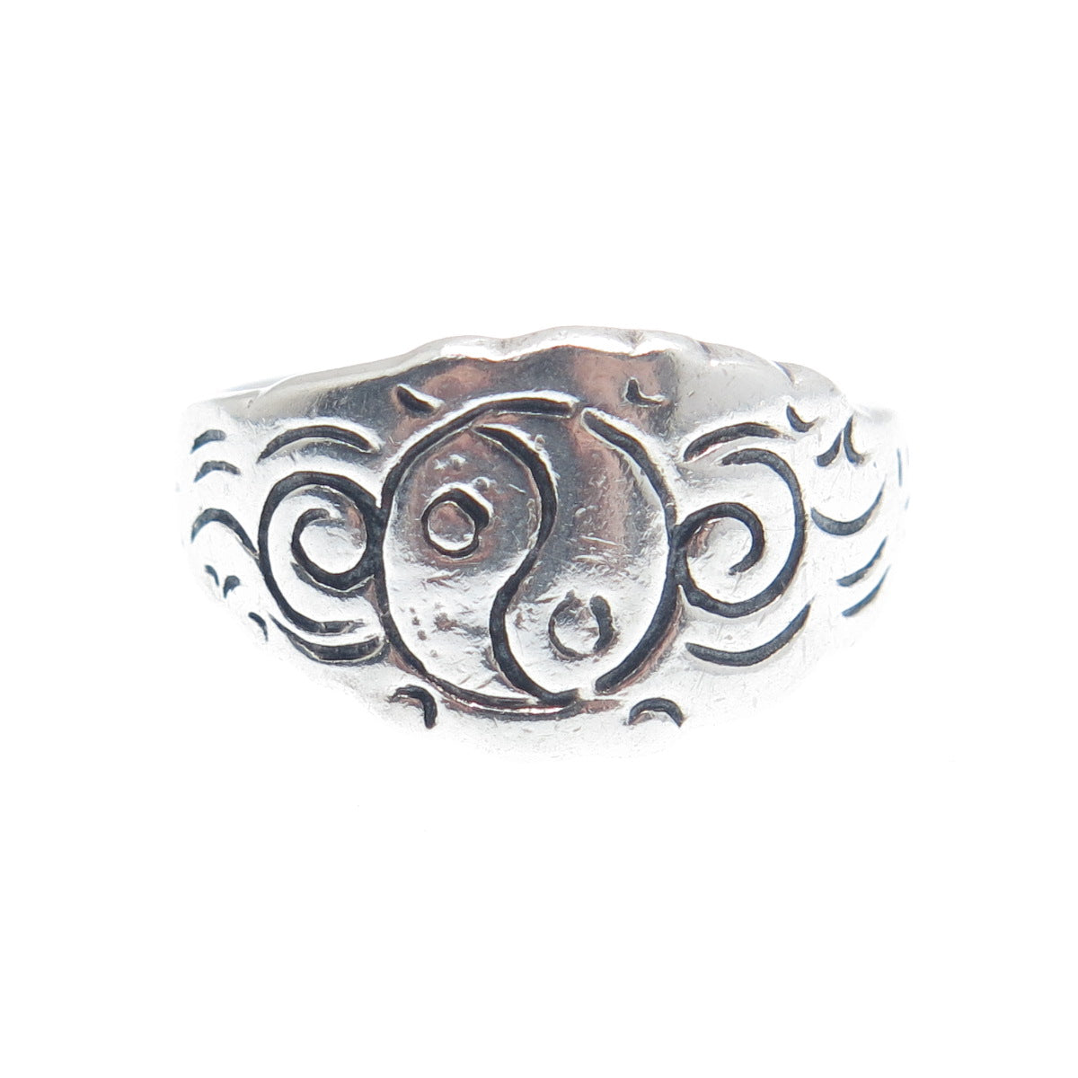 925 Sterling Silver Vintage Yin Yang Ring Size 6.75
