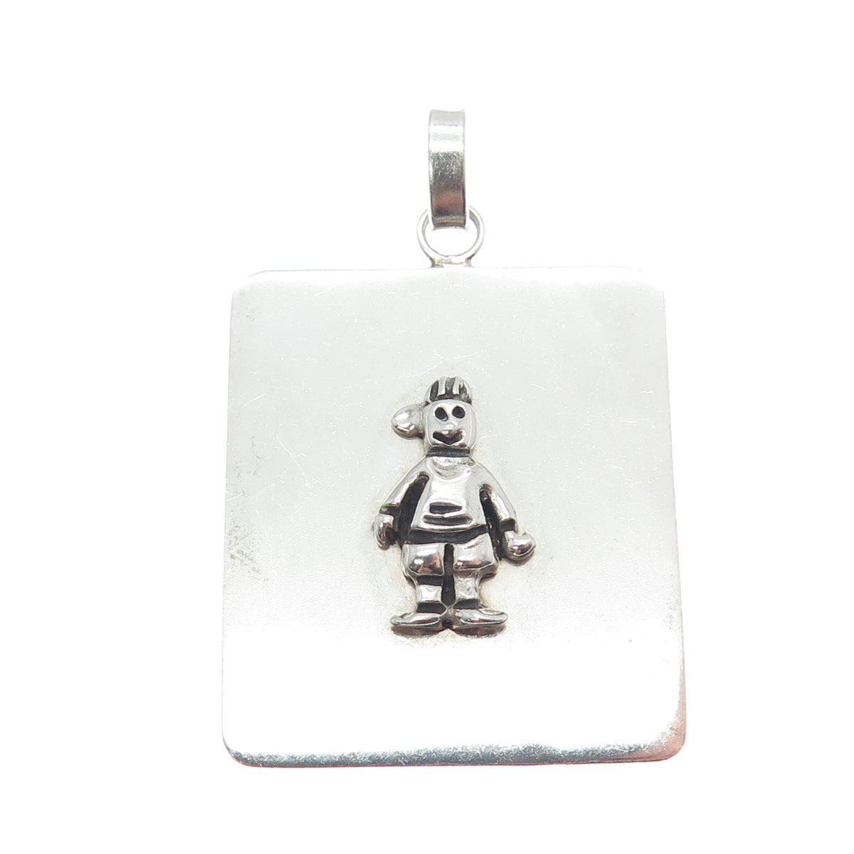 925 Sterling Silver Vintage Boy Cartoon Tag Pendant