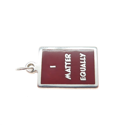 925 Sterling Silver Red Enamel I Matter Equally Minimalist Charm Pendant