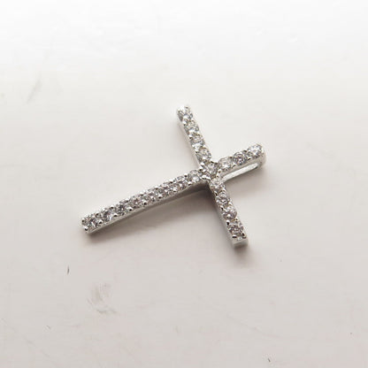 HAN 925 Sterling Silver Pave C Z Cross Slide Pendant