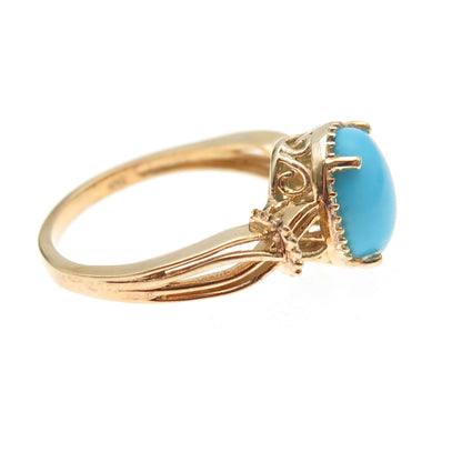 Chuck Clemency 925 Sterling Silver Gold Plated Real Turquoise Ring Size 8