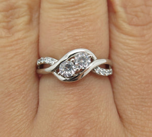 SAI 925 Sterling Silver Round-Cut C Z Engagement Ring Size 7