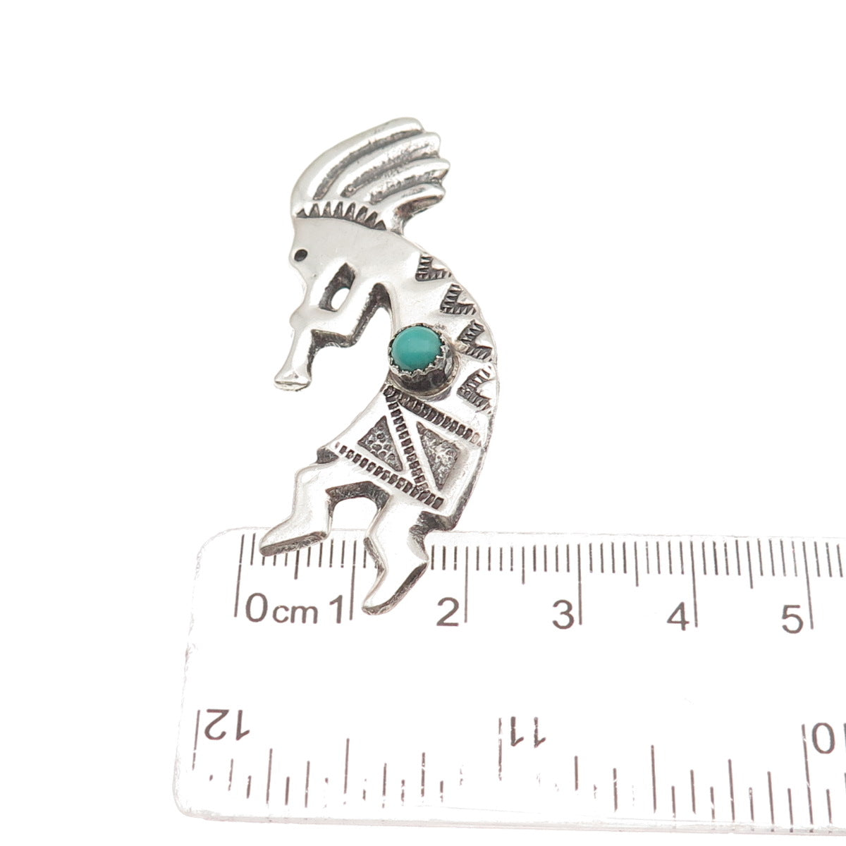 Jamison Kee Navajo Old Pawn 925 Sterling Vintage Turquoise Kokopelli Pin Brooch