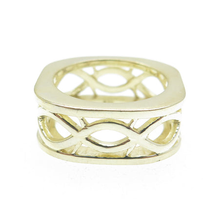 925 Sterling Silver Gold Plated Woven Square Band Ring Size 7.5
