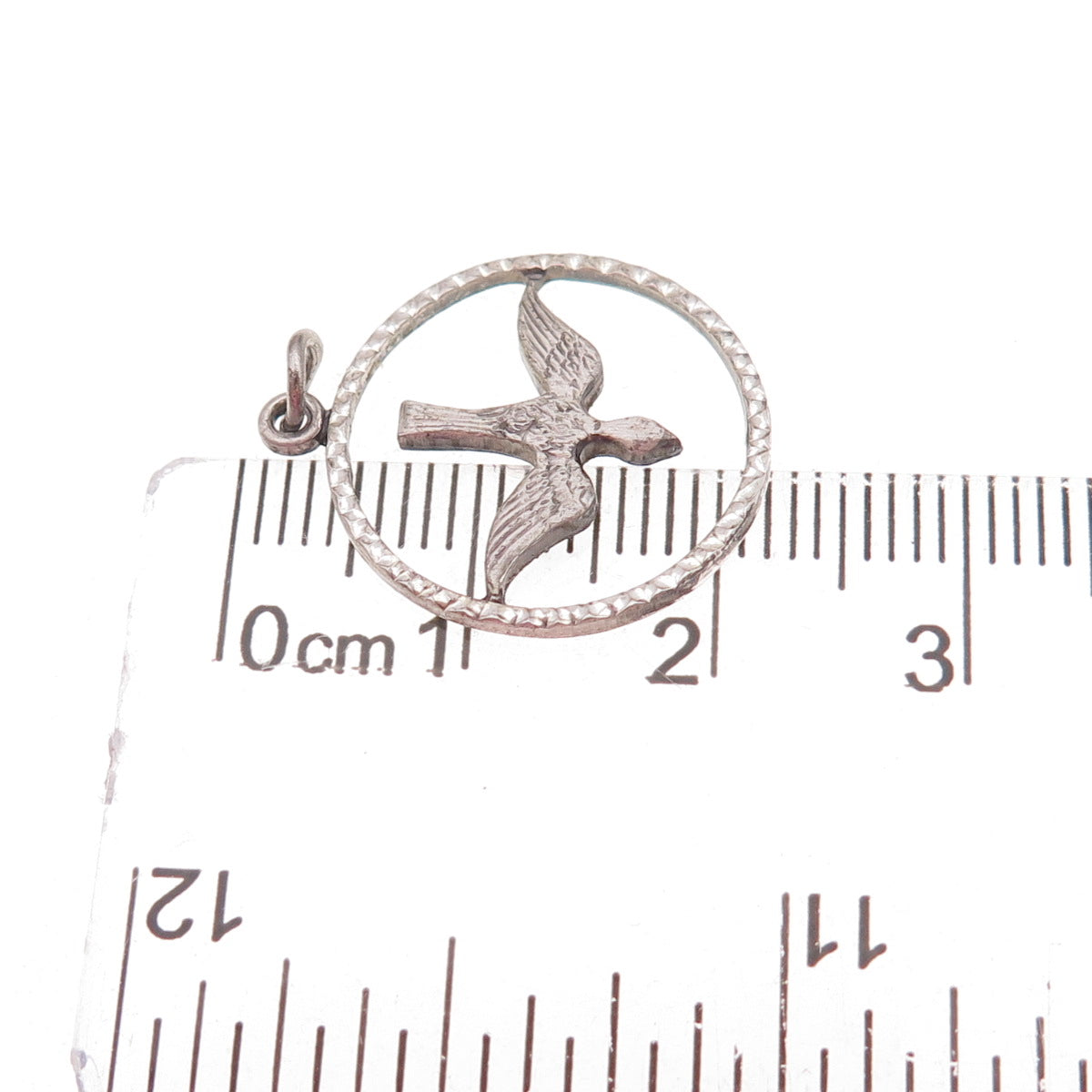 Chapel 925 Sterling Silver Vintage Holy Spirit Religious Oxidized Charm Pendant