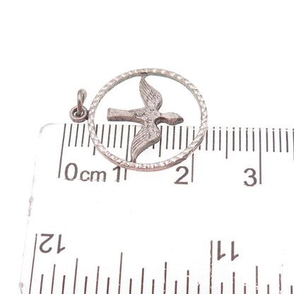 Chapel 925 Sterling Silver Vintage Holy Spirit Religious Oxidized Charm Pendant