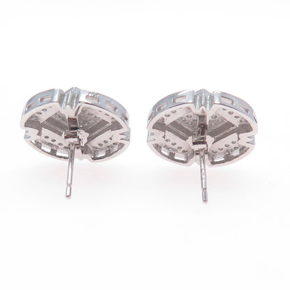 925 Sterling Silver Round-Cut C Z Cross Stud Earrings