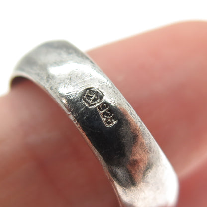 925 Sterling Silver Vintage Modernist Wavy Oxidized Ring Size 7.5