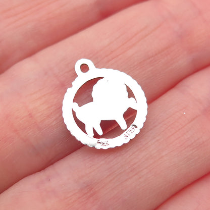 Rembrandt 925 Sterling Silver Vintage Leo Zodiac Diamond-Cut Mini Charm Pendant