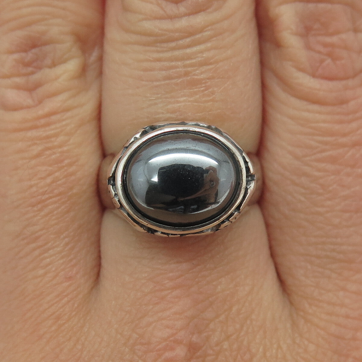 CHATEAU D'ARGENT 925 Sterling Silver Vintage Real Hematite Elephant Ring Size 8