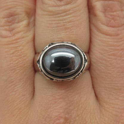CHATEAU D'ARGENT 925 Sterling Silver Vintage Real Hematite Elephant Ring Size 8