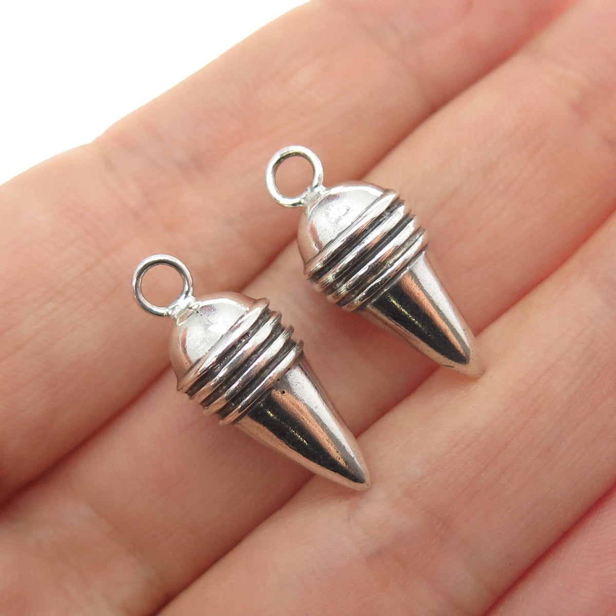 925 Sterling Silver Vintage Modernist Oxidized Jacket Earrings