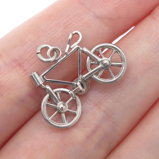CARL ART 925 Sterling Silver Antique Art Deco Bicycle Minimalist Charm Pendant
