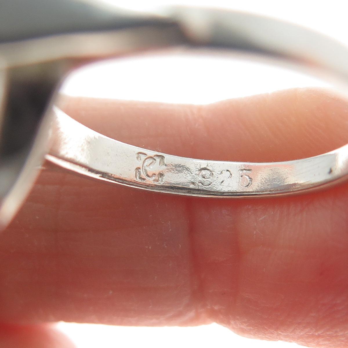 CELLINI 925 Sterling Silver Vintage Oval-Cut Blue C Z Ring Size 7