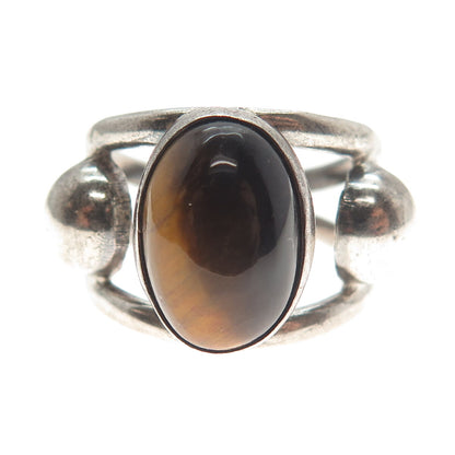 925 Sterling Silver Vintage Mexico Real Agate Gemstone Ring Size 9.25