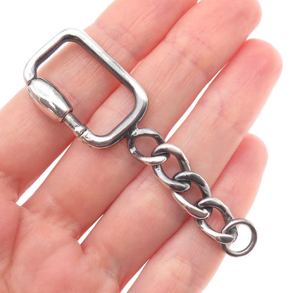 925 Sterling Silver Vintage Carabiner Oxidized Key Chain