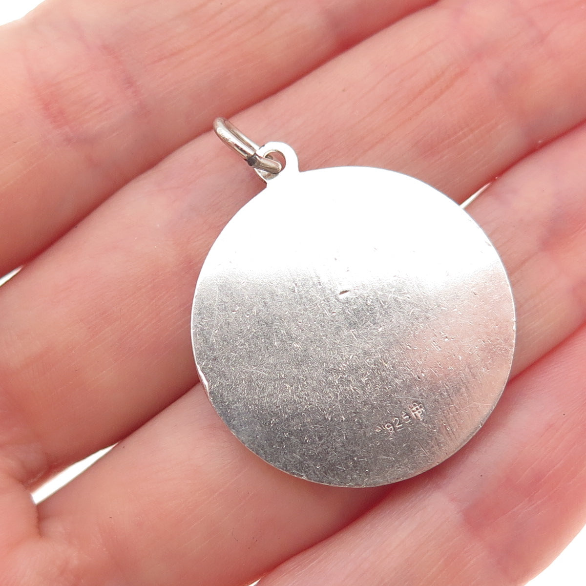925 Sterling Silver Vintage St. Michael Medal Oxidized Charm Pendant