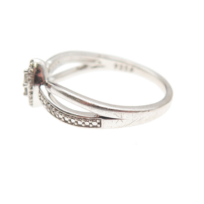 925 Sterling Silver Real Round-Cut Diamond Promise Ring Size 7