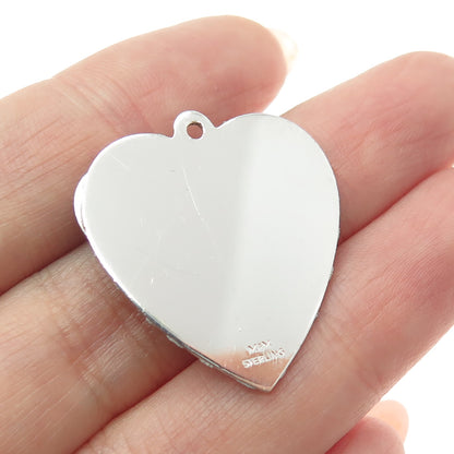 MARC MERCY 925 Sterling Silver Vintage C Z Boy Silhouette Engraved Heart Pendant