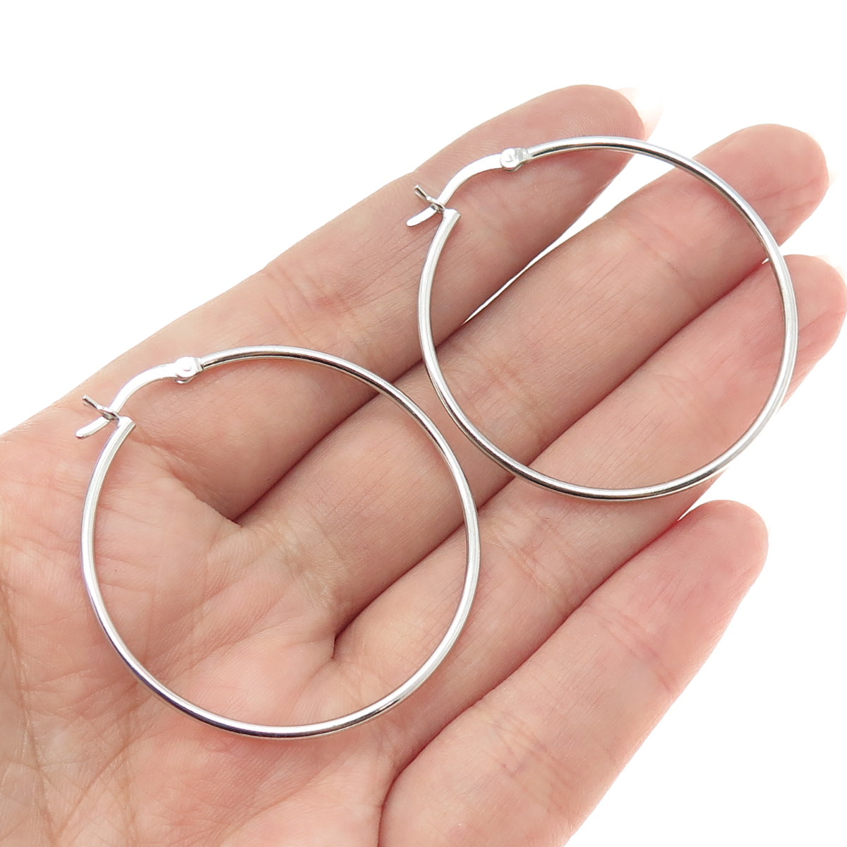 925 Sterling Silver Large Hoop Earrings