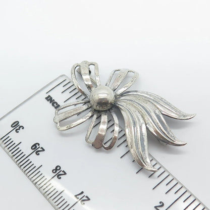 830 Silver Vintage Ribbon Bow Pin Brooch