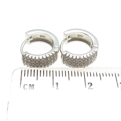 925 Sterling Silver Round-Cut Shaped C Z Hoop Earrings