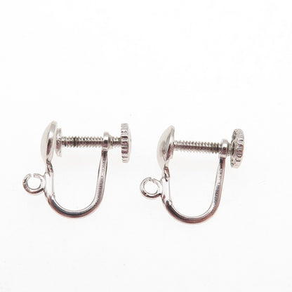925 Sterling Silver Antique Art Deco Charm Holder Screw Back Earrings