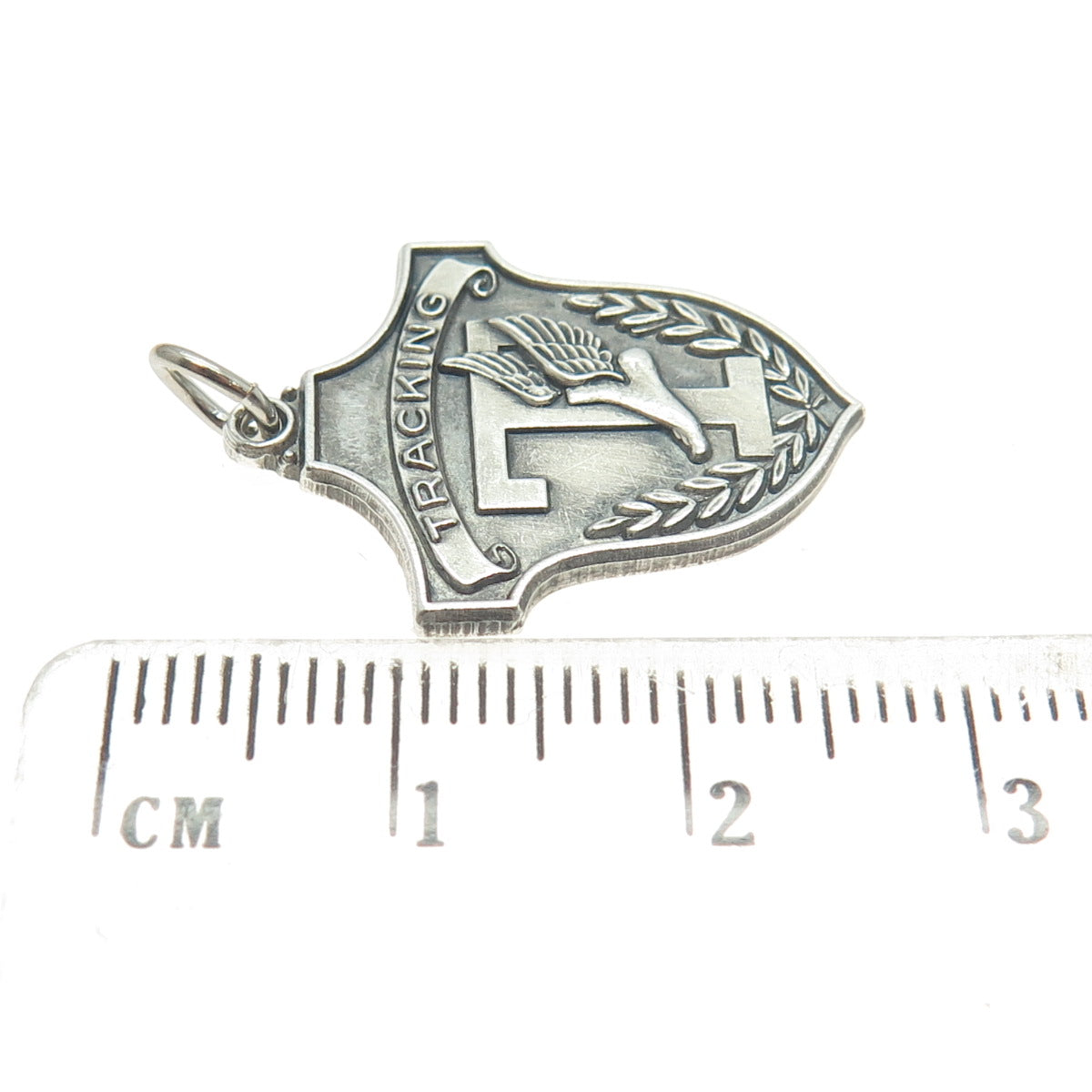 925 Sterling Silver Antique 1 Tracking Medal Oxidized Pendant