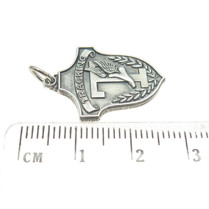 925 Sterling Silver Antique 1 Tracking Medal Oxidized Pendant