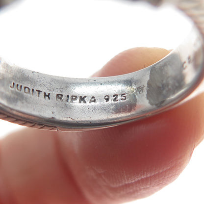 JUDITH RIPKA 925 Sterling Silver Round-Cut C Z Station Oxidized Ring Size 7.25