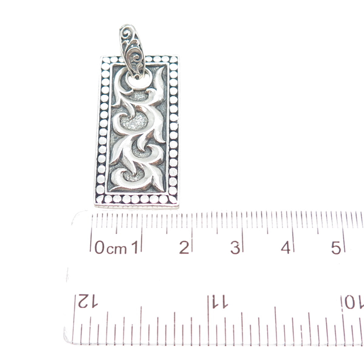 925 Sterling Silver Vintage Floral Oxidized Dotted Charm Pendant