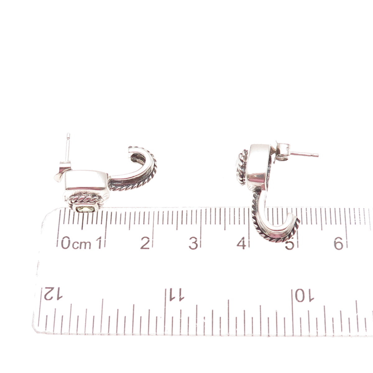 925 Sterling Silver Vintage Real Peridot Oxidized Claw Earrings