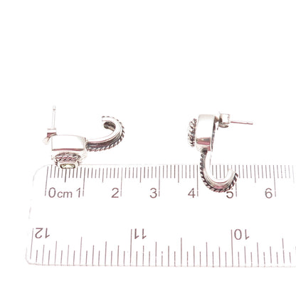 925 Sterling Silver Vintage Real Peridot Oxidized Claw Earrings
