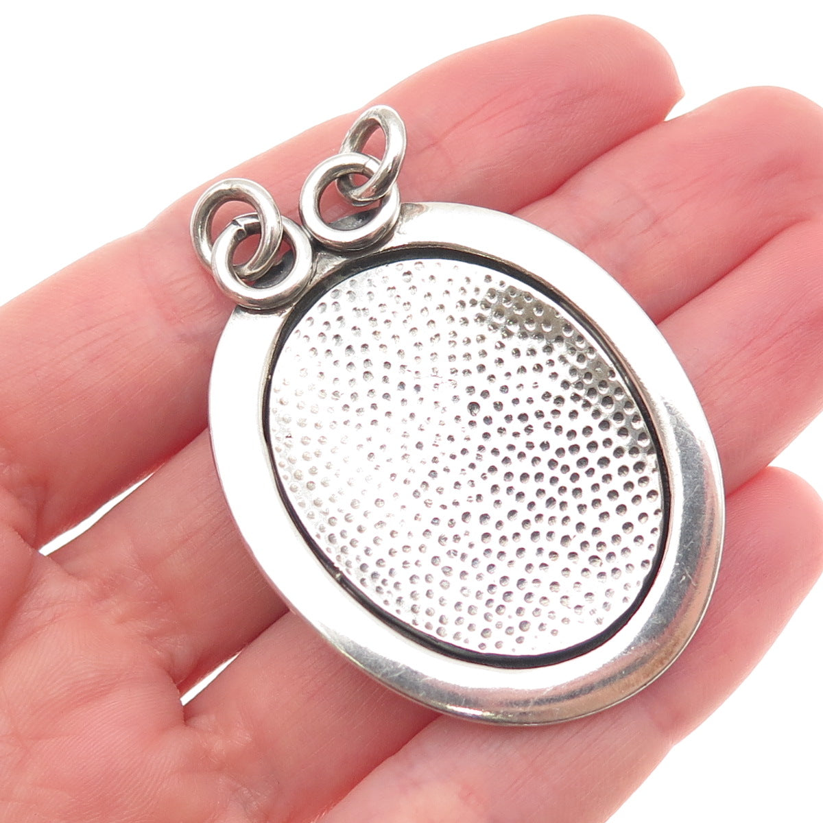 925 Sterling Silver Vintage Lady Cameo Oxidized Centerpiece Pendant