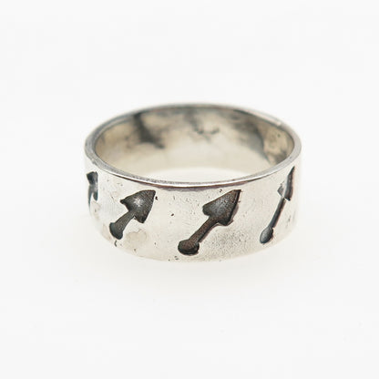 925 Sterling Silver Vintage Arrow All Around Oxidized Band Ring Size 8