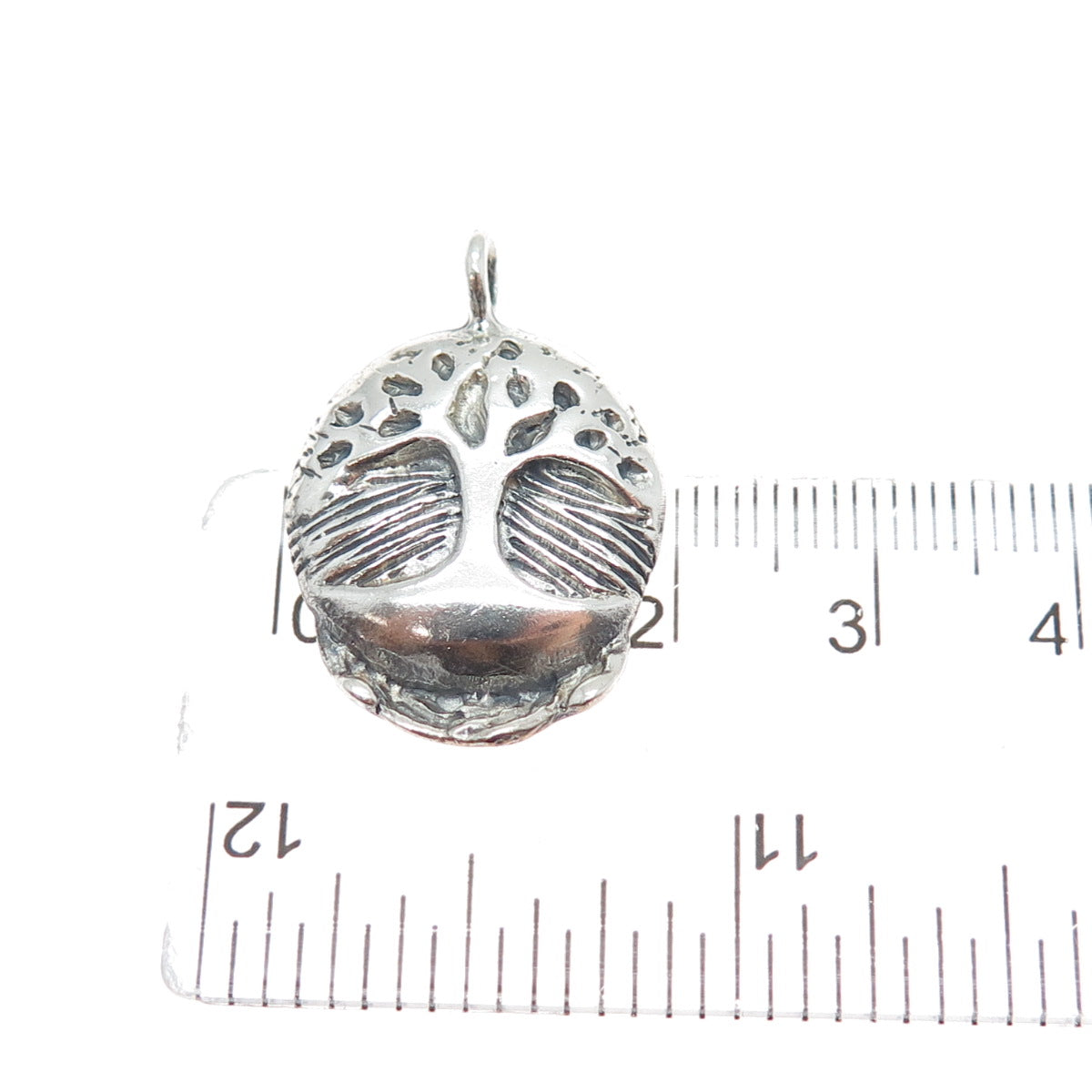 925 Sterling Silver Vintage Protect Our Trees Oxidized Charm Pendant