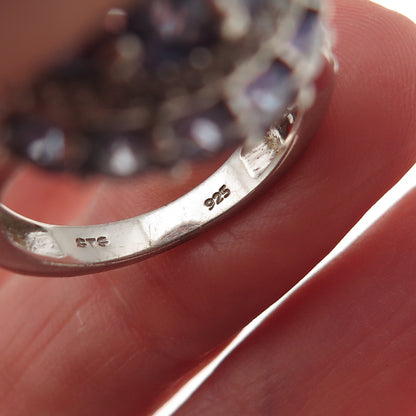 Chuck Clemency 925 Sterling Silver Real Turquoise Tanzanite Topaz Ring Size 8.25