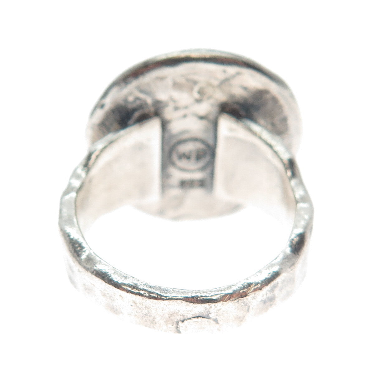 WAXING POETIC Sterling Silver 2-Tone Vintage Letter "R" Hammered Ring Size 8.25