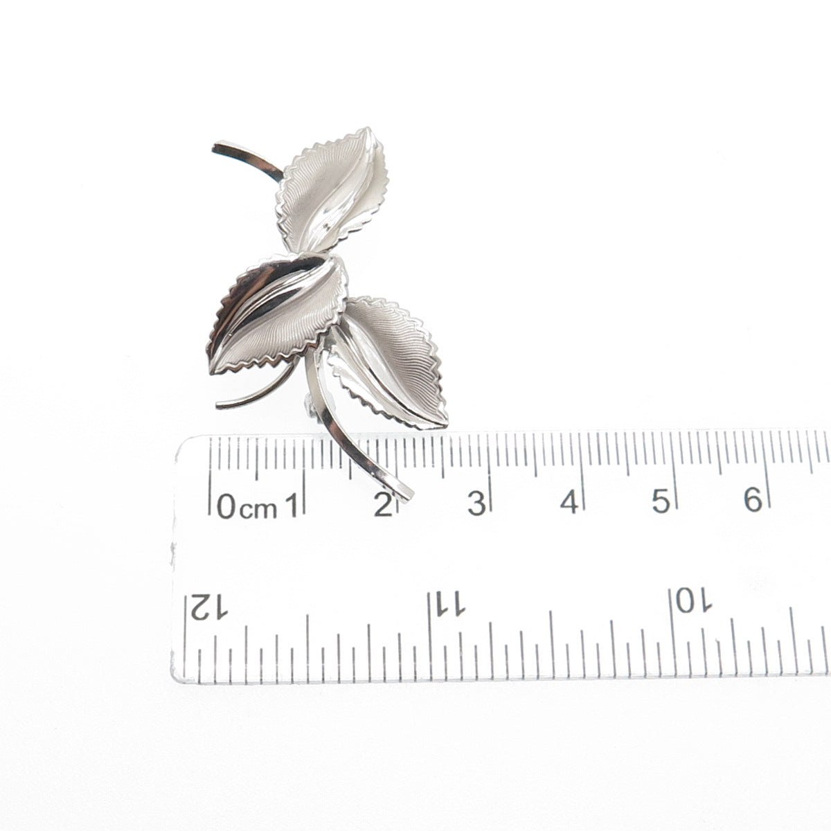 CURTIS CREATIONS 925 Sterling Silver Antique Art Deco Floral Leaf Pin Brooch