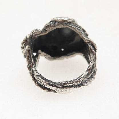 925 Sterling Silver Vintage Medusa Oxidized Ring Size 6