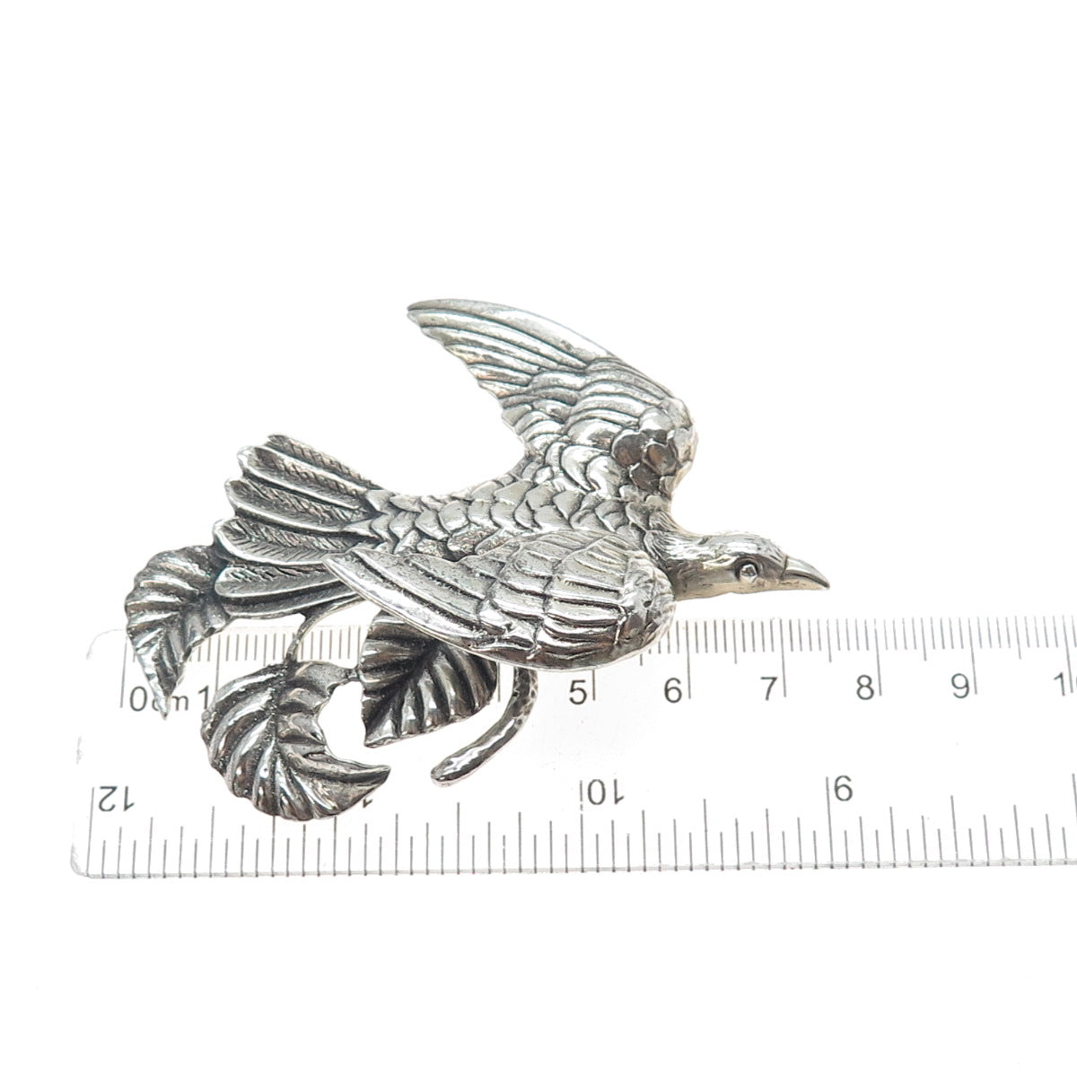 925 Sterling Silver Vintage Dove of Peace Oxidized Pin Brooch